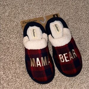 Dearfoams Red Plaid Mama Bear Slippers